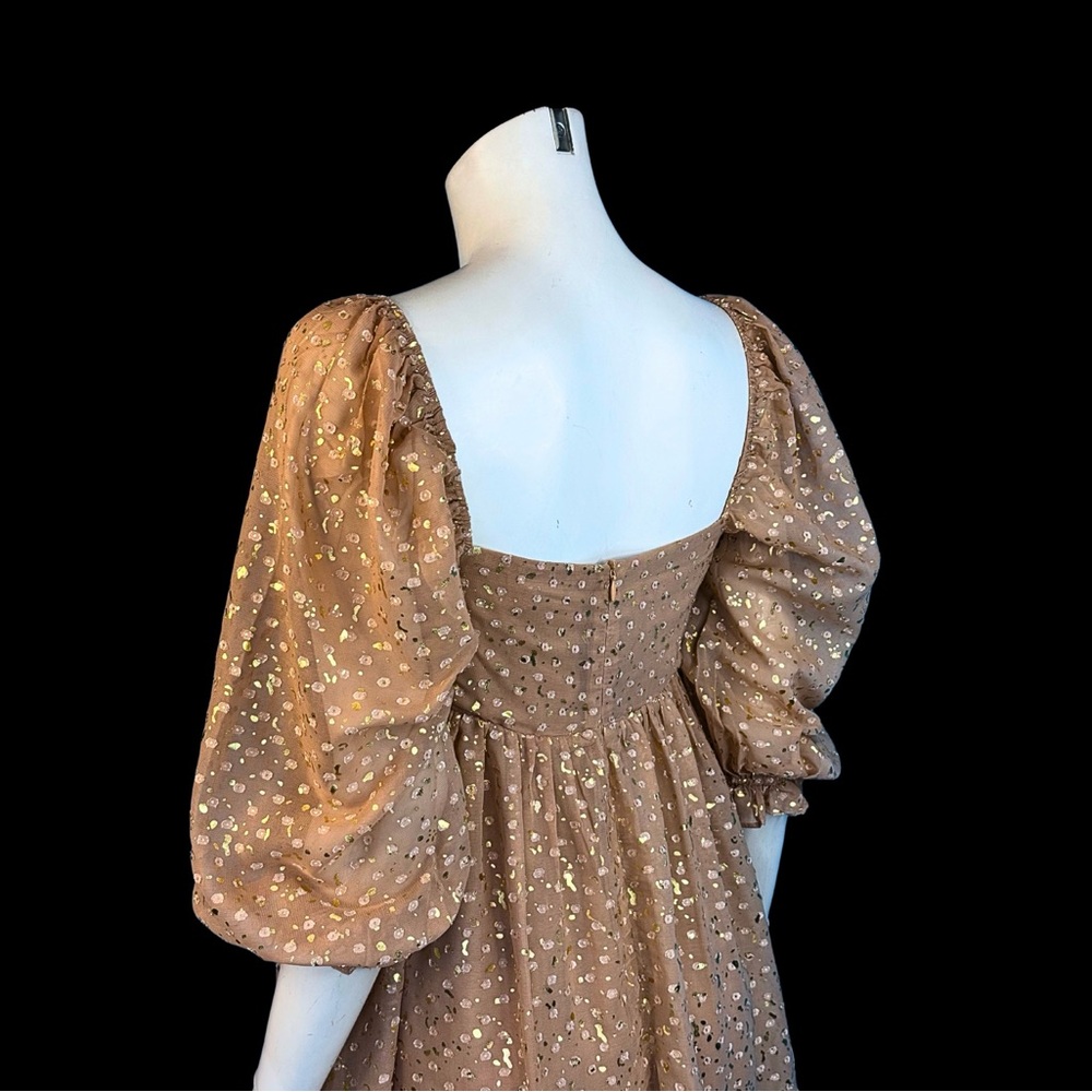 NWT Storia BABYDOLL Nude and a metallic Gold Mini Dress - Picture 5 of 10